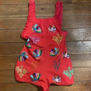QUEEN OF SPARKLES Multicolor Sequin Pink Romper